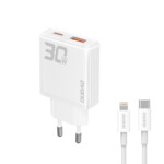 Dudao A30EU GaN adapter 30W with USB-C to Lightnin