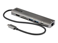 StarTech.com USB C Multiport Adapter, USB-C to 4K 60Hz HDMI 2.0, 100W Power Delivery Pass-through, SD/MicroSD, 2-Port USB 3.0 Hub, GbE, USB Type-C Mini Dock, 12' (30cm) Long Attached Cable - Works w/Thunderbolt 3 (DKT30CHSDPD1) USB-C / Thunderbolt 3 Docki