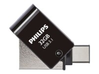 Philips FM32DC152B 32GB USB 3.1 / USB-C USB stick Sort Sølv