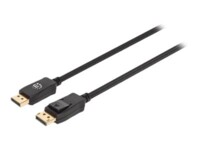 Manhattan DisplayPort 1.4 Cable, 8K@60hz, 3m, Braided Cable, Male to Male, With Latches, Fully Shielded, Black, Lifetime Warranty, Polybag DisplayPort kabel 3m Sort