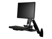 StarTech.com Wall Mount Workstation, Articulating Full Motion Standing Desk with Ergonomic Height Adjustable Monitor & Keyboard Tray Arm, Mouse & Scanner Holders, For Single VESA Display - Foldable Standing Desk (WALLSTS1) Monteringssæt Monitor 24'