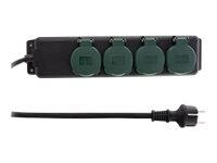 REV Stikdåse 4-stik 16A Sort Gul 1.4m