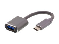 DELTACO USB-C adapter 11cm Grå
