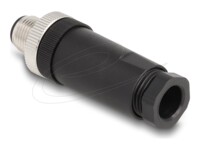 Delock 3-pins M12-A (male) - Skrueterminal Sort Strøm-konnektor