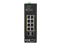 Eaton Tripp Lite series 8-Port Lite Managed Industrial Gigabit Ethernet Switch - 10/100/1000 Mbps, PoE+ 30W, 2 GbE SFP Slots, -10° to 60°C, DIN Mount Switch 8-porte Gigabit Ethernet PoE+