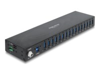 Delock Industry Hub 16 x USB 5 Gbps Type-A with 8 kV ESD protection and DIN rail mounting