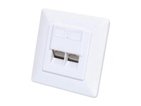 2-Port Cat6 10G Shielded RJ45 Wall Plate, Flush Mount with Faceplate, STP, Signal White RAL9003