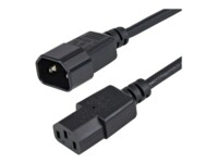 StarTech.com 1m (3ft) Power Extension Cord, C14 to C13, 10A 125V, 18AWG, Black Computer Power Cord Extension, Power Supply Extension Cable, IEC-320-C14 to IEC-320-C13 AC Power Cable - UL Listed Forlængerkabel til strøm 1m Sort