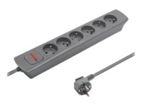 Qoltec Stikdåse 6-stik 16A Grå 1.8m