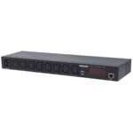 Intellinet 19' Intelligent PDU, 19' Rackmountable C13 Intelligent Power Distribution Unit; Monitors Power, Temperature and Humidity (Euro 2-pin plug) Strømfordelingsenhed 8-stik Sort