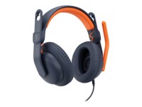 Logitech Zone Learn Over-Ear Wired Headset for Learners, 3.5mm AUX Kablet Hovedtelefoner Sort Orange
