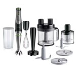 MultiQuick 9 Stabmixer MQ 9187XLI (edelstahl/schwarz, 1.200 Watt, mit Küchenmaschinen-Aufsatz, Zerkleinerer, Kartoffelstampfer)