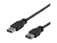 DELTACO USB3-243 USB forlængerkabel 3m Sort