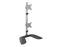 StarTech.com Vertical Dual Monitor Stand, Ergonomic Desktop Stacked Two Monitor Stand up to 27' VESA Mount Displays, Free Standing Universal Monitor Mount, Height Adjustable, Silver - Double Monitor Holder (ARMDUOVS) Stativ 2 skærme 13'-27'
