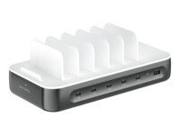 Charging station Team 100W, 1x USB-A,5x USB-C incl. 6 cables
