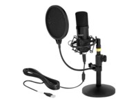 DeLOCK Professional USB Condenser Microphone Set for Podcasting and Gaming Mikrofon Kablet -38dB Sort