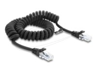 Delock RJ50 Coiled Cable male to male 1 m black