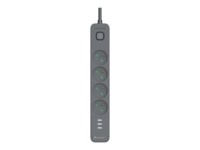 Tracer PowerLine + Stikdåse 4-stik Sort 1.5m