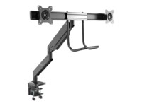 StarTech.com Desk Mount Dual Monitor Arm, Ergonomic Dual Monitor VESA Mount for 32' 17.6lbs (8kg) Displays, Crossbar Handle for Synchronized Full Motion, Height Adjustable, C-Clamp/Grommet - Small Footprint Design (ARMSLMBARDUO) Monteringssæt 2 skærme 17'