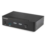 StarTech.com 2 Port DisplayPort KVM - 4K 60Hz - Single Display - UHD DP 1.2 USB KVM USB 3.0 Hub & Audio - TAA Compliant KVM / audio / USB switch Desktop