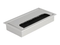 Delock Cable grommet for table mounting with brush 160 x 80 x 28 mm silver