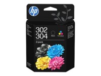 HP 302/304 Combo Pack Farve (cyan, magenta, gul) Pigmenteret sort Blæk