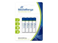 MediaRange AAA type Batterier til generelt brug (genopladelige) 800mAh 4
