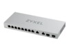 Zyxel Switch smart managed Layer2 12 Port  8x 1 GbE  2x 25 GbE  2x SFP  Desktop  Lüfterlos  XGS121012 V2
