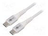 USB-C™ to USB-C™ Textile Cable with Metal Plugs, 2 m, white, 2 m, white - elegant and extra-robust connection cable for devi