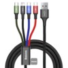 Kabel USB Baseus Kabel Przewód Usb 4w1 2x Lightning / Usb Typ C / Micro Usb W Nylonowym Oplocie 3.5a 1.2m Czarny (ca1t4-a01)