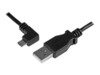 StarTech.com 1m 3 ft Micro-USB Charge-and-Sync Cable - Left-Angle Micro-USB - M/M - USB to Micro USB Charging Cable - 30/24 AWG (USBAUB1MLA) USB-kabel 1m Sort
