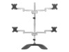 StarTech.com Desktop Quad Monitor Stand, Ergonomic VESA 4 Monitor Arm (2x2) up to 32', Free Standing Articulating Universal Pole Mount, Height Adjustable/Tilt/Swivel/Rotate, Silver - Heavy-duty VESA Mount (ARMQUADSS) Stativ 4 skærme 32'