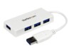 StarTech.com 4 Port USB 3.0 Hub - Multi Port USB Hub w/ Built-in Cable - Powered USB 3.0 Extender for Your Laptop - White (ST4300MINU3W) Hvid