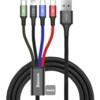 Kabel USB Baseus Baseus Kabel Przewód Usb 4w1 Lightning / 2x Usb Typ C / Micro Usb W Nylonowym Oplocie 3.5a 1.2m Czarny (ca1t4-b01)