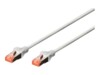 DIGITUS CAT 6 Kabel med afskærmning med folie og kobberfletning (SFTP 25cm Patchkabel Grey