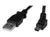 StarTech.com 1m Mini USB Cable Cord - A to Up Angle Mini B - Up Angled Mini USB Cable - 1x USB A (M), 1x USB Mini B (M) - Black (USBAMB1MU) USB-kabel 1m Sort