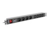 Lanberg PDU-04E04I-0200-BK Strømfordelingsenhed 8-stik 16A Sort 2m