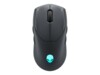Alienware Tri-Mode Gaming Mouse AW720M Optisk Trådløs Kabling Sort