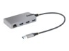 StarTech.com 3-Port USB Hub with Ethernet, 3x USB-A Ports, Gigabit Ethernet RJ45, USB 3.0 5Gbps, Bus-Powered, USB Hub w/ GbE and 1ft/30cm Long Cable, Portable Laptop USB Hub - USB Expansion Hub w/ Ethernet Adapter (5G3AGBB-USB-A-HUB) Grå
