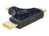 Delock 3 in 1 Monitor Adapter with HDMI / DisplayPort / mini DisplayPort in to HDMI out with 4K 60 Hz Video / lyd adapter Sort