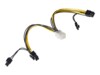 Akyga 6 pin PCI Express-strøm (male) - 8 pin PCI Express-strøm med aftagelig 2 pin sektion (female) Sort Gul 15cm Strømforsyningsadapter