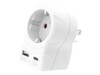 SKROSS Strøm Type B (male) - 4 pin USB Type A 24 pin USB-C Strømtype F (female) Hvid Stikadapter