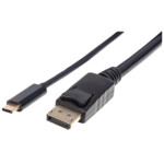 Manhattan USB-C to DisplayPort Cable, 4K@60Hz, 2m, Male to Male, Black, Three Year Warranty, Polybag DisplayPort kabel 2m Sort