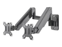 Manhattan TV & Monitor Mount, Wall, Full Motion (Gas Spring), 2 screens, Screen Sizes: 17-32', Black, Dual Screen, VESA 75x75 to 100x100mm, Max 8kg (each), Tilt & Swivel with 3 Pivots, Lifetime Warranty