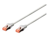DIGITUS CAT 6 Kabel med afskærmning med folie og kobberfletning (SFTP 25cm Patchkabel Grey