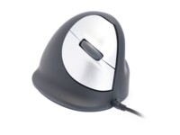 R-Go HE Mouse Ergonomisk mus, Stor (over 185mm), Højre, med kabel Kabling Sort Sølv