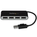 StarTech.com 4 Port USB 2.0 Hub - USB Bus Powered - Portable Multi Port USB 2.0 Splitter and Expander Hub - Small Travel USB Hub (ST4200MINI2) Sort Sølv