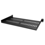 StarTech.com 1U Vented Server Rack Cabinet Shelf - Fixed 10in Deep Cantilever Rackmount Tray for 19' Data/AV/Network Enclosure w/Cage Nuts Rackhylde Sort