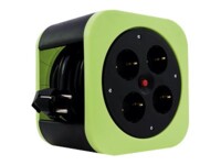 REV Cable box S Forlængelsesspole 4-stik 16A Sort Grøn 10m