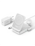 MagGo Magnetic Wireless Charger 15W Foldable 3-in-1 with Charger Bundle White EU Plug